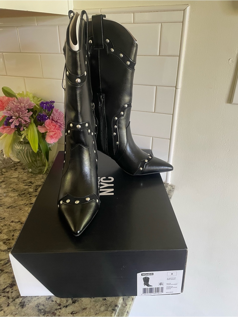 NWT Madden NYC Women's Studded Heeled Western Boots 8